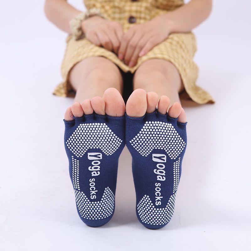 

Small Size Yoga Socks Non Slip Female Professional Five Toe Socks Beginner Floor Small Foot Code Pilates Sports Fitness Socks Open Toe Open Back dark blue