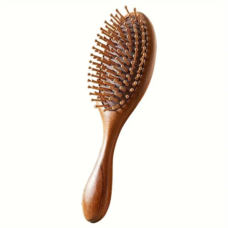 Luxurious Sandalwood Air Cushion Comb - Fine-Toothed, Scalp Massaging Hairbrush for All Hair Types