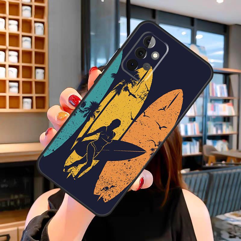 Surfing Art Surf Girl Case For Samsung Galaxy A05 A16 A56 A36 A26 A54 A34 A14 A52 A32 A12 A13 A33 A53 A15 A35 A55