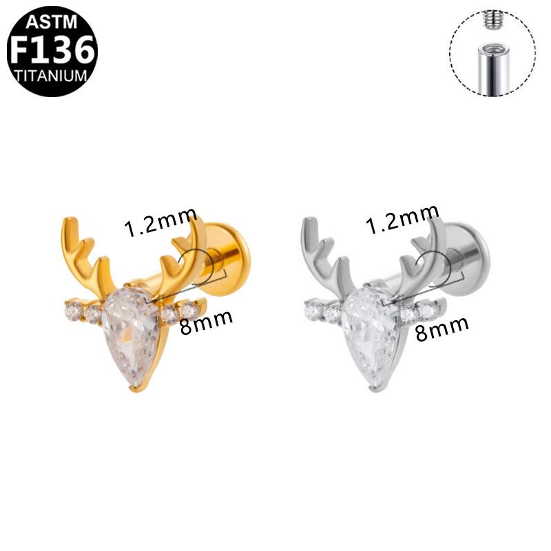 Polaris Titan Elchknorpel & Lippenstecker Ohrringe, G23 Innengewinde Piercingschmuck