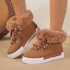 European, American autumn and winter new large size fluffy snow boots front lace-up thick-soled round head cotton