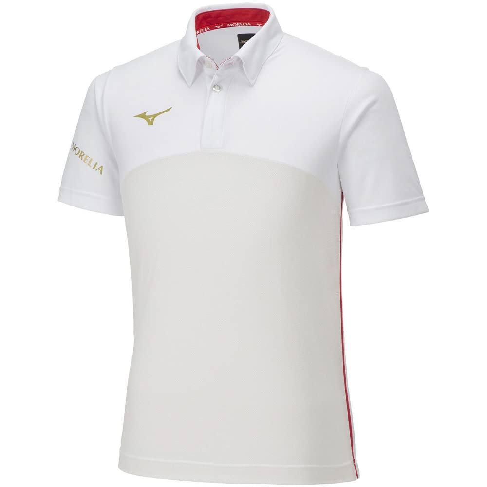 Mizuno Morelia Hybrid Field Polo Short Highly Solar Cut Soccer Size S Shirt, Sleeve, Breathable, Fabric, Wear, White, (P2MAA005)