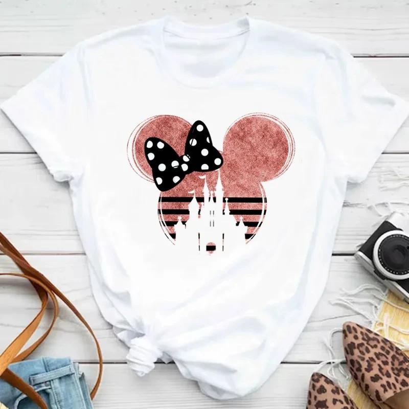 Minne Mouse Head Printed Cotton TShirt Womens Design Trend Aesthetic Fashion TShirt Top Short Sleeve
