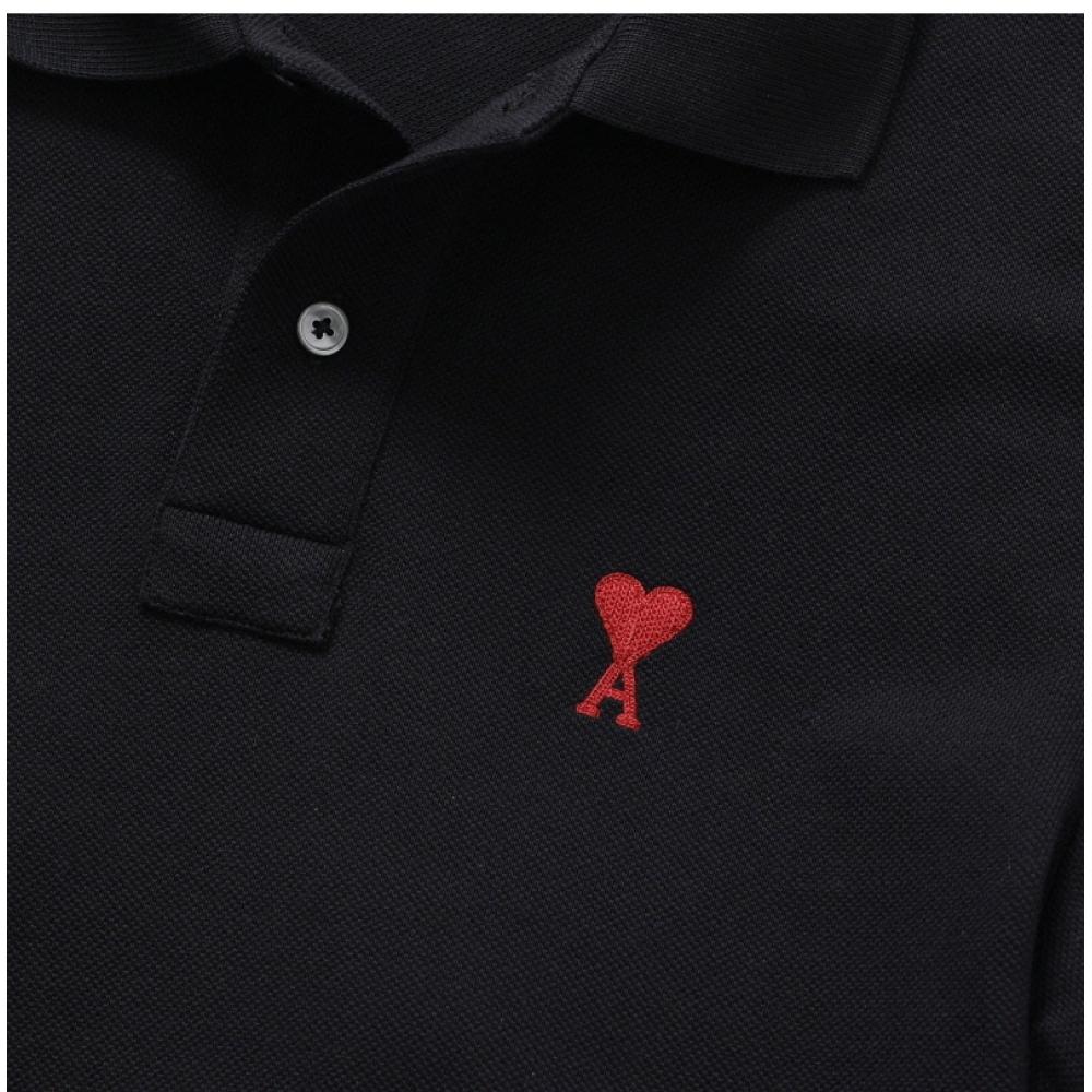 Ami Bfupl001 760 001 Ami De Coeur Small Heart Logo Polo Unisex Short Sleeve Tee