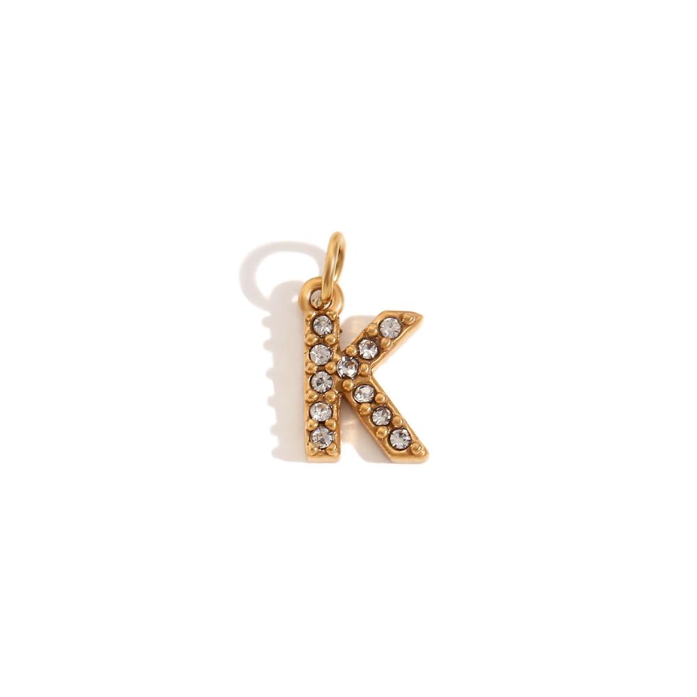 

MamacitaSlay Cute Shiny Rhinestone Mini 26 Initial Letter DIY 316L Stainless Steel Charms Jewelry Accessories Round Chain Women