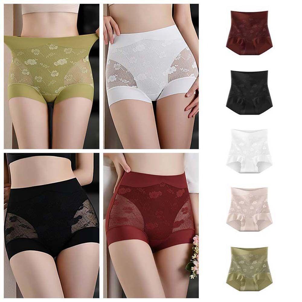 

High Waist Satin Butt Lifter Briefs Large Size Tummy Control Underwear Seamless Underpants Lady L чорний