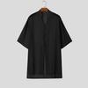 INCERUN Oversized Summer Men 3/4 Sleeve See Through Mesh Sheer Long Shirts Tops