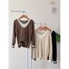 Honey J Ranita Color Block V Neck Layered Long sleeVe Knit 3 Colors