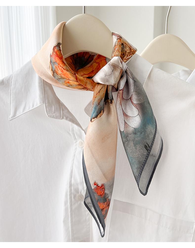 Fashion Versatile Old Money Style 100 Mulberry Silk Square Scarf Neckerchief