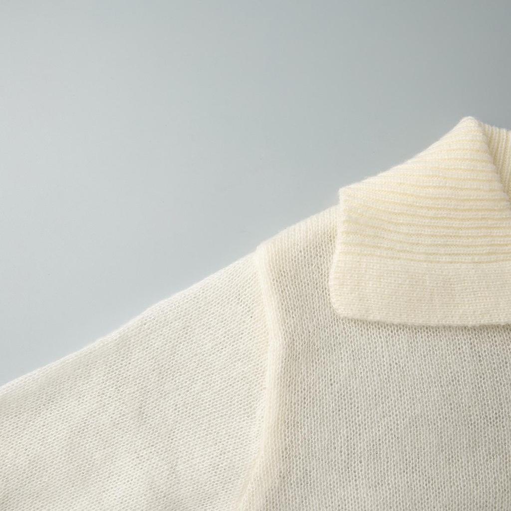 Spring/Summer 2025 Women's Cross-Border Openwork Knit Bubble Sleeve Sweater