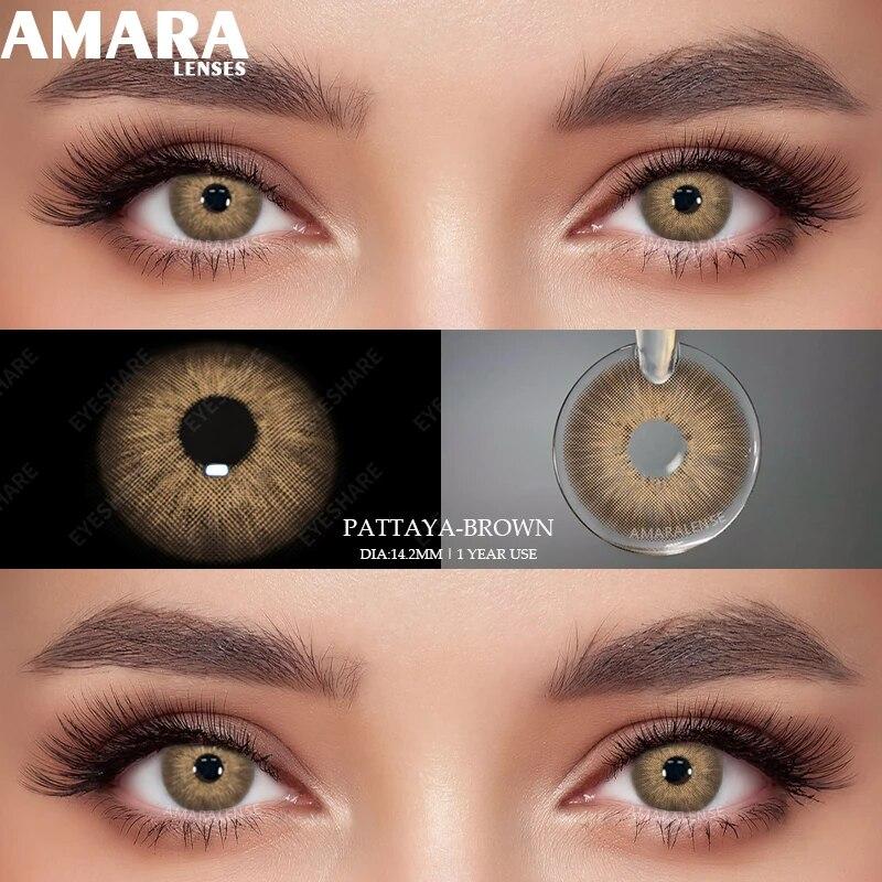 AMARA Blue Colored Contact Lenses for Big Eyes Fashion Lenses Cosmetic Soft Eye Beauty Pupils with Lens Case Exclusive Styles