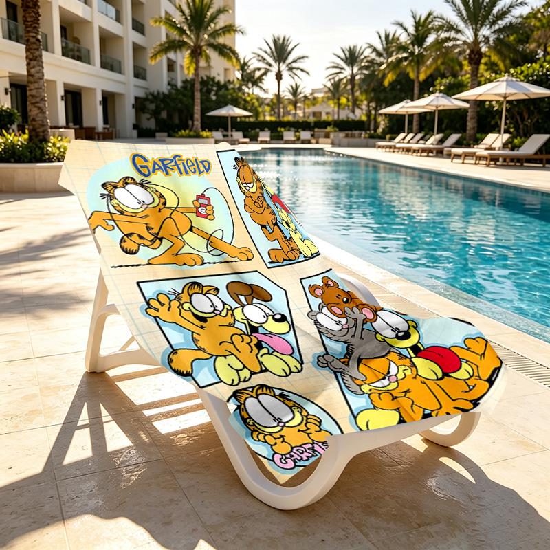 Garfield Print Beach Towel Design, Soft, Lightweight. for Home Bathroom, Spa, Pool, Yoga, Surfing, Camping, Gift for Family, Friend