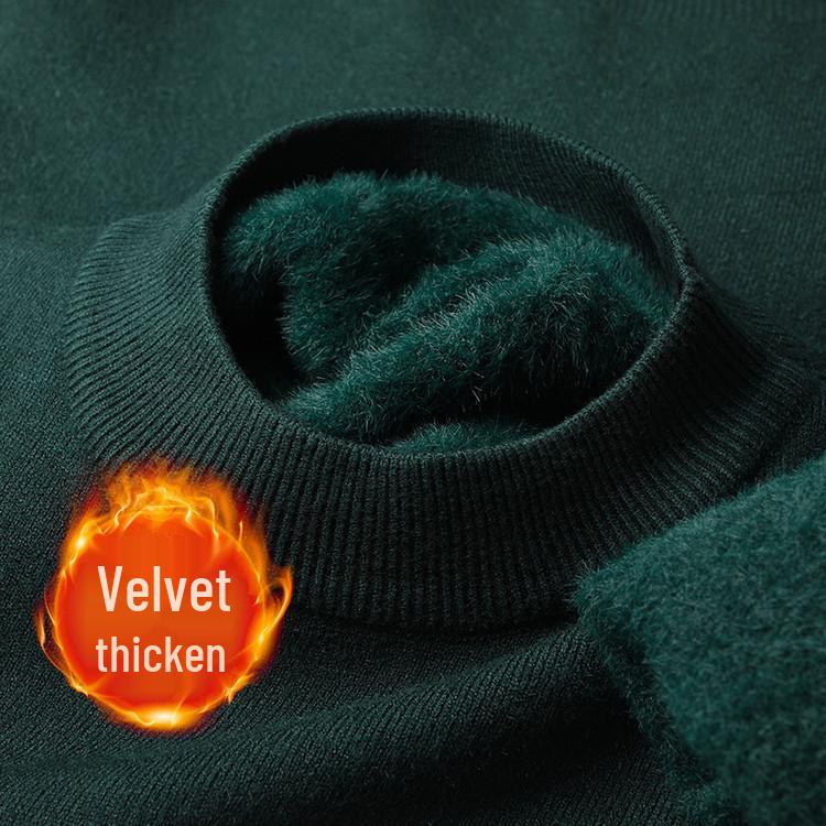 Men's Winter Velvet Pullover Sweater - Anti-Cold, Thick, Half-High Collar, Luxurious, Warm to -15°C
