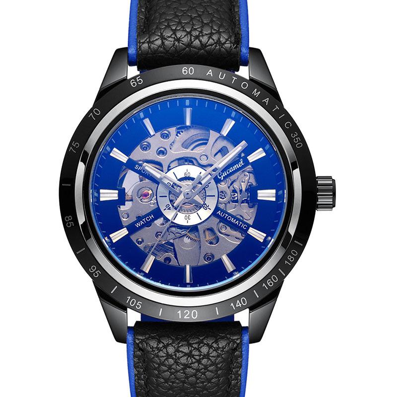 GUCAMEL Business Fashion Handstück Leder mit hohler mechanischer Uhr