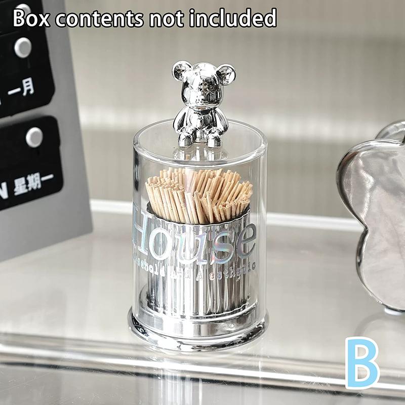 

Креативная коробка для зубочисток с медведем, коробка для хранения ватных палочек, держатель для зубочисток, контейнер, диспенсер для зубочисток, кухонные гаджеты для хранения серебряный