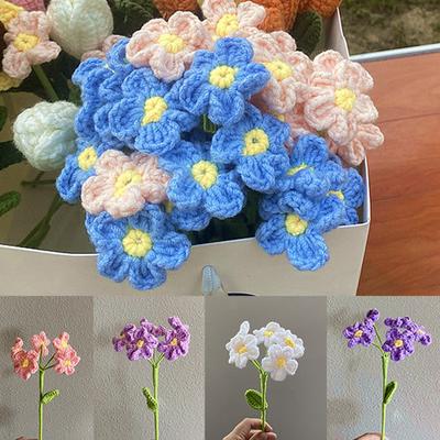Artificial Crochet Bouquets Hand Knitted Flower Finished Milk Cotton Crochet Flower