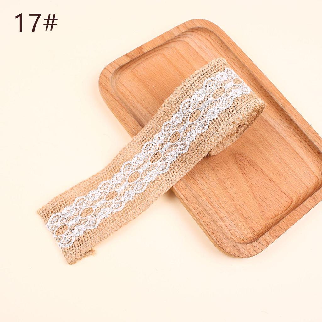 Burlap Roll with Lace Edge for DIY Christmas and Wedding Crafts, Jute Twine Ribbon