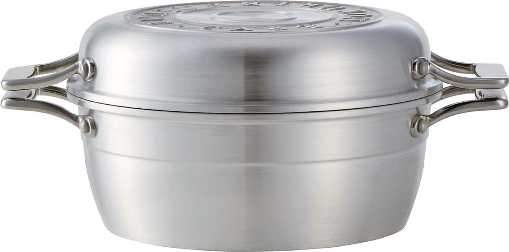Hokuriku Aluminum 21cm Two-Handled Pot, IH Compatible, Lightweight, HAMON, Shirogane, Ceramic-Coated, Made In Japan, A-2033