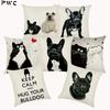 French Bulldog Cushion Cover Cotton Linen Cute Dog Decorative Cushions for Sofa Home Decoration Pillow Case 45*45
