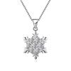 Cute Female Crystal White Zircon Stone Snowflake Pendant Necklace Vintage Silver Color Wedding  For Women
