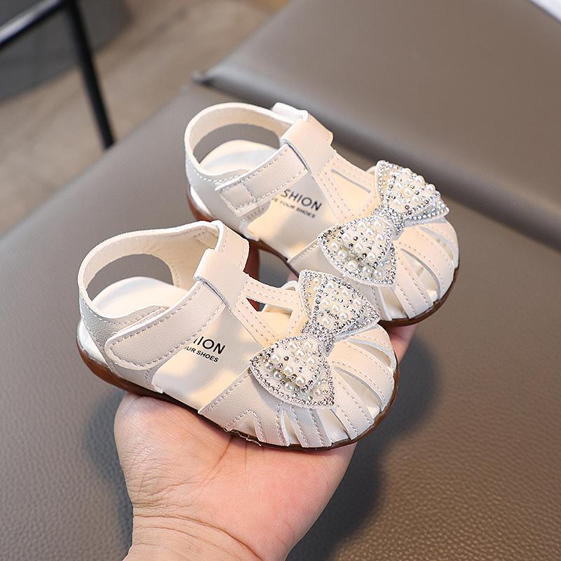 

Summer Girls Closed Toe Princess Sandals Soft Sole Toddler Baby Walking Shoes 15 брудно-білий