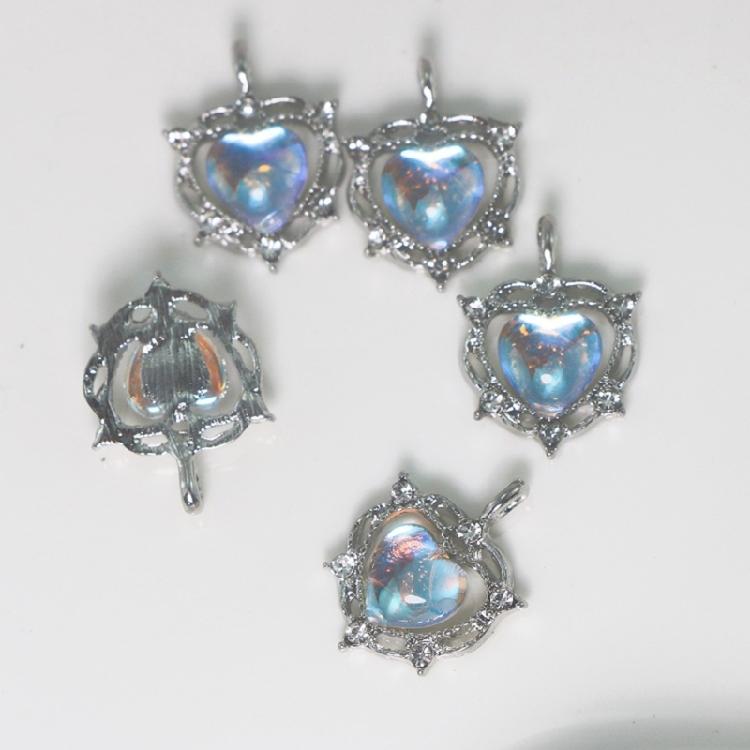 Love Heart Shape Crystal Pendant Loose Beads for DIY Jewelry Making Supplies
