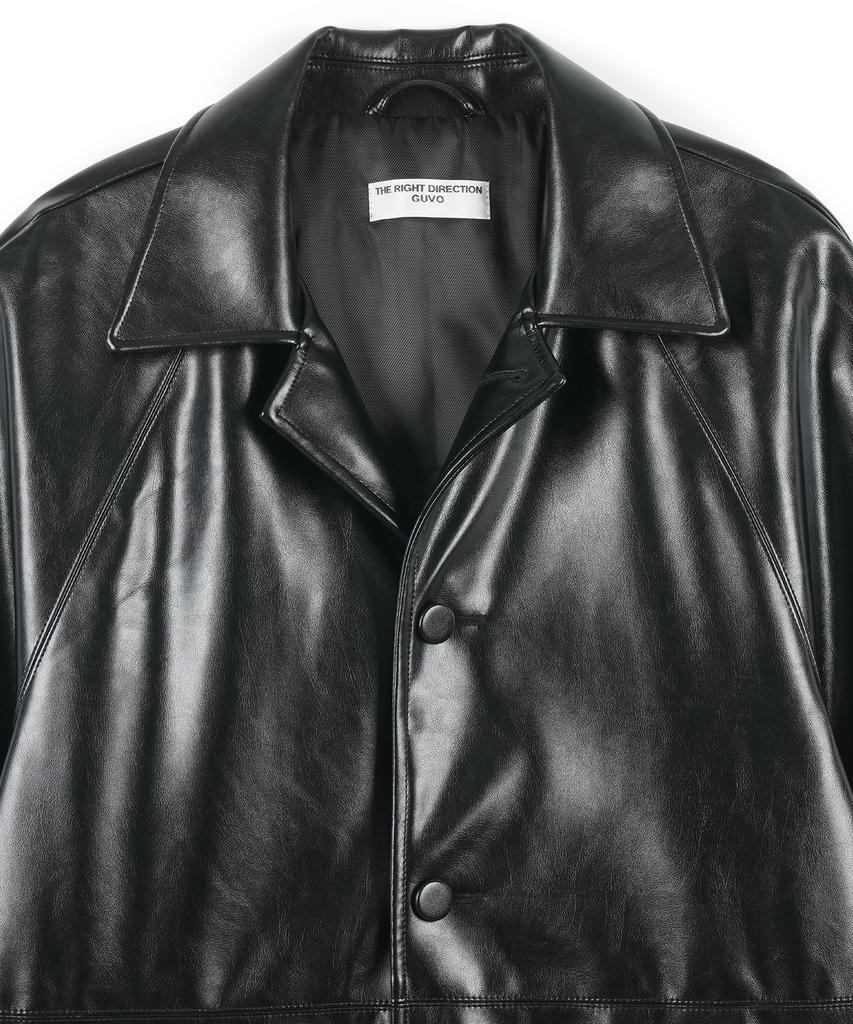 Guvo Faux Leather Raglan Coat