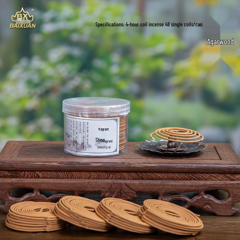 4-Hour Sandalwood & Mugwort Coil Incense (120 pcs) with Burner - Indoor Long-Lasting Scent & Toilet Deodorizer