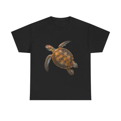Ocean Turtle Unisex Heavy Cotton Tee, Sea Life Shirt, Eco-Friendly Ocean Life