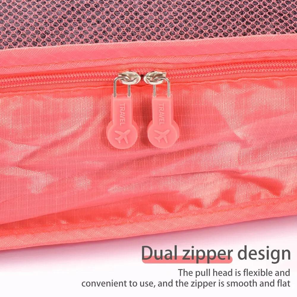 6 Pcs/Set Pink/Blue/Grey Travel Storage Bag Large Capacity Waterproof Luggage Clothing Underwear Storage Bag Bag With Zipper