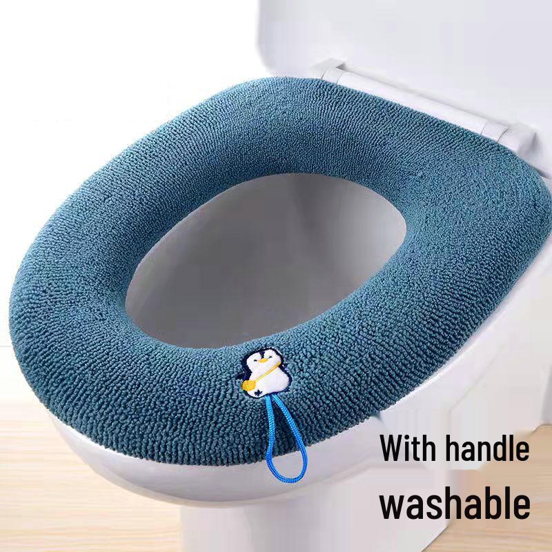 Winter Washable Knitted Toilet Seat Cover - Solid Color Cushion Pad