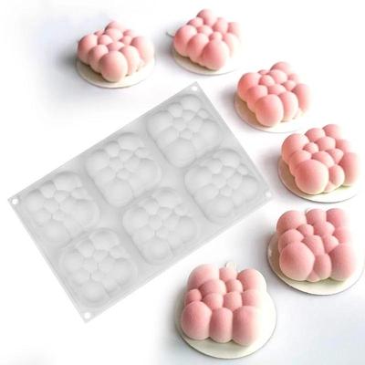 Stampo 3D per Torta Nuvola Stampi in Silicone Stampi Quadrati a Bolle per Cottura 6 Cavità Nuovo Kit da Forno per Torta Topo
