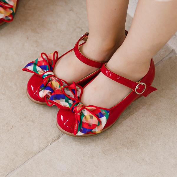 

Белоснежные балетки на плоской подошве для девочек Baby Jam, красные-Y799