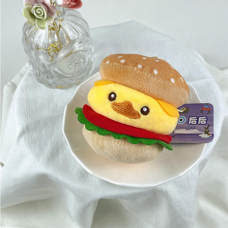 Adorable Hamburger Pig Plush Keychain Soft Stuffed Animal Doll For Cute Gifts