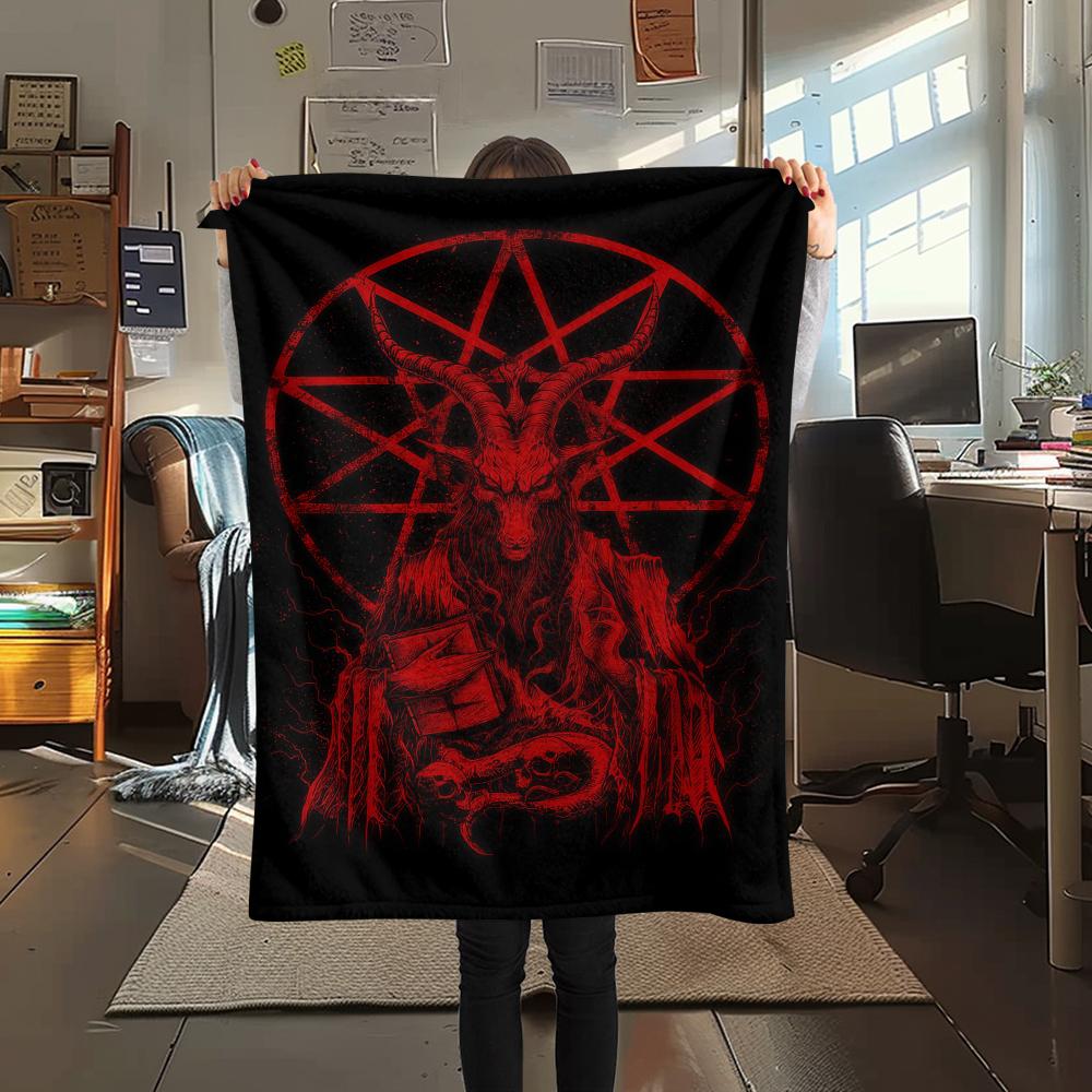 1 Stück Flannelldecke mit Satansymbol-Aufdruck, Hohe Qualität für alle Jahreszeiten, Heimdekoration, Wärme und Komfort, Perfekt für Weihnachtsgeschenke