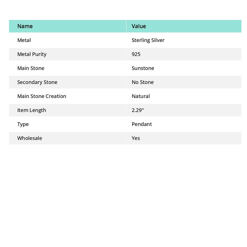 Sonnenstein Handgefertigt 925 Sterlingsilber Geschenk Zweifarbiger Anhänger 2,29" i4Y02