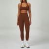 Summer nude yoga suit beautiful back tight quick-drying fitness suit outdoor sports running three-piece set