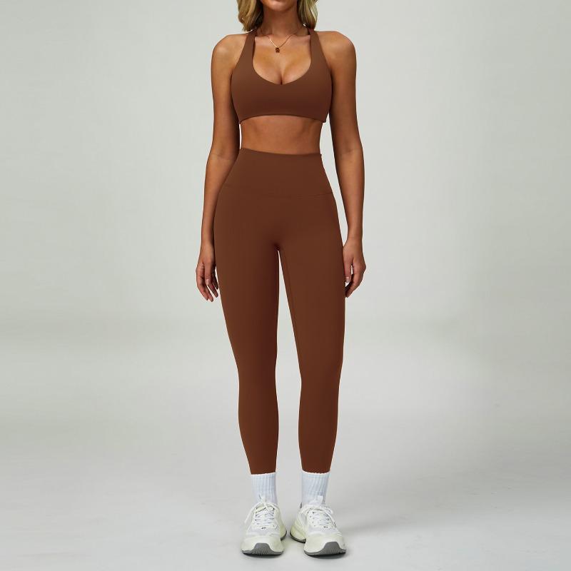 Summer nude yoga suit beautiful back tight quick-drying fitness suit outdoor sports running three-piece set