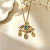 European-American Zirconia Evil Eye Necklace - Colorful Copper Clavicle Chain Jewelry
