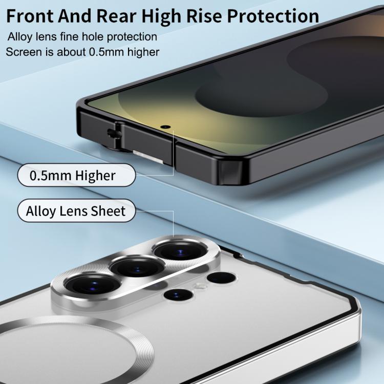 Irregular Alloy Frame Fosted Translucent MagSafe Phone Case