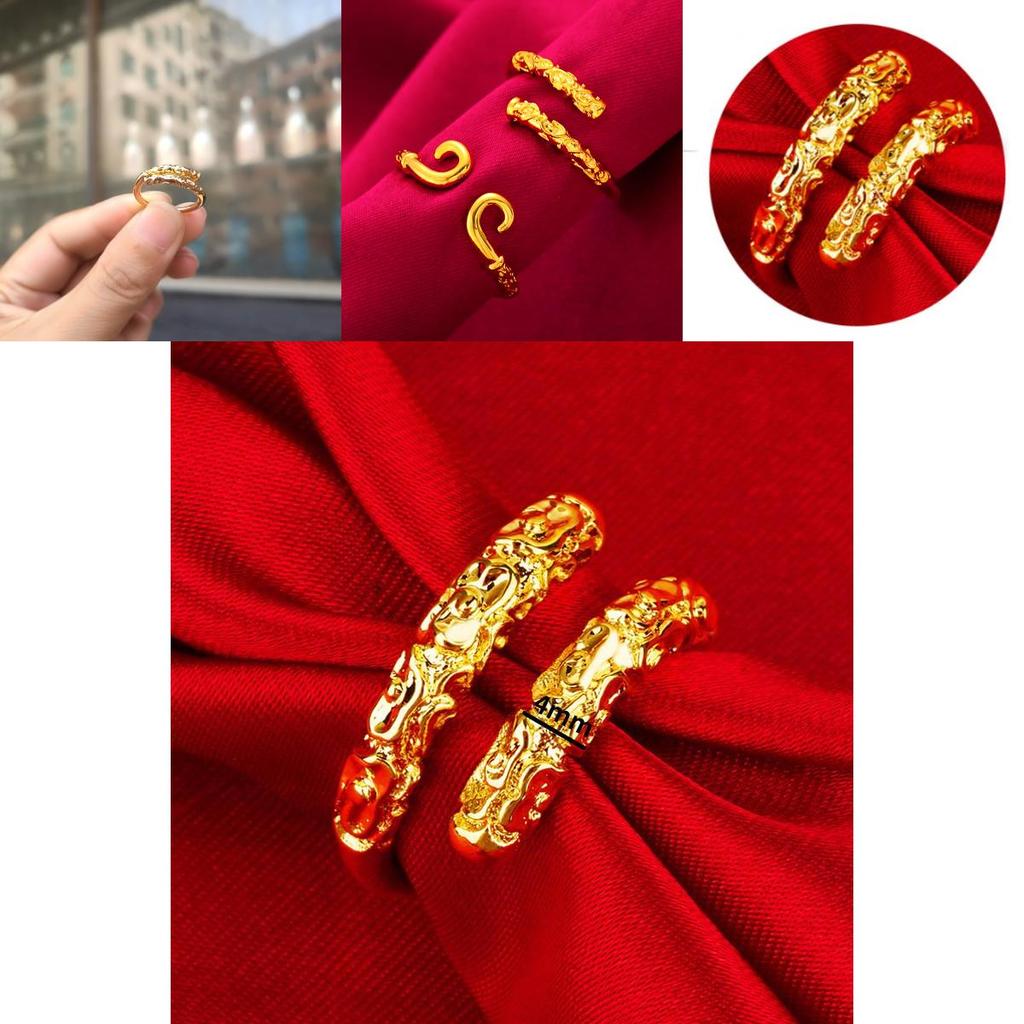 Striking Copper Ring With Adjustable Size And Detailed Golden Staff Embellishment For Both Men And Women