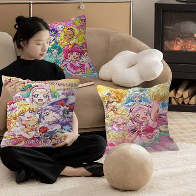Precure Anime Pillow Covers Cartoon Sofa Decorative Home Double-sided Printing Short Plush Cute Cushion Cover