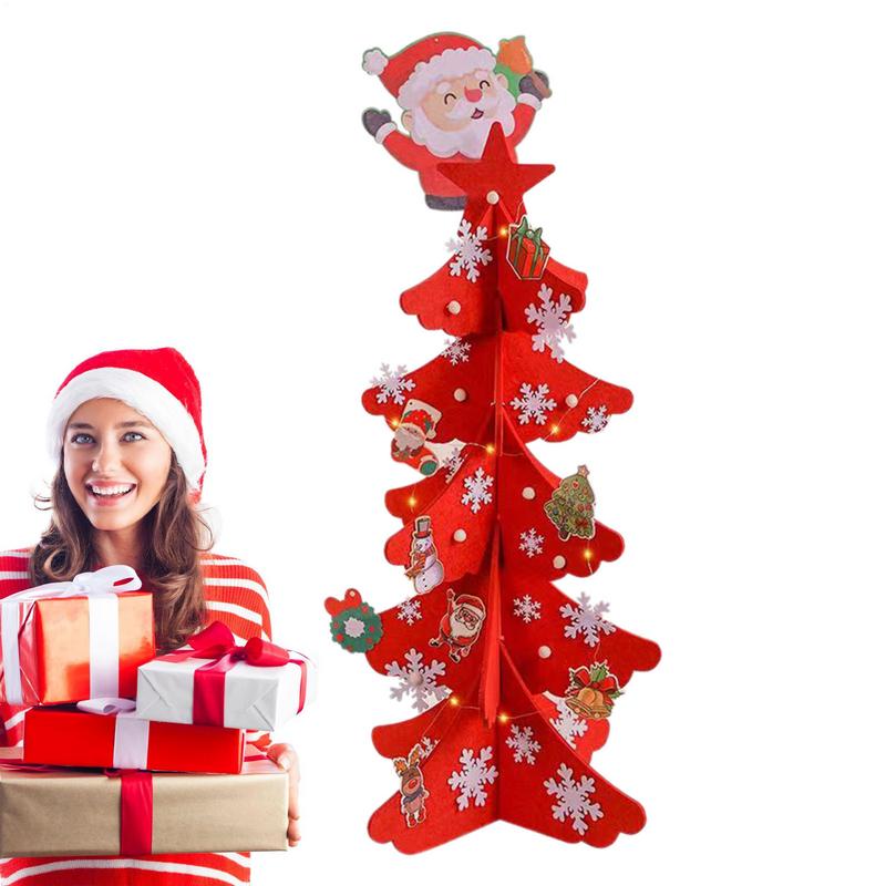 Felt Christmas Tree Set With Led String Light Toddler Christmas Tree With Felt Christmas Ornaments Christmas Tree Wall Decal 55cm