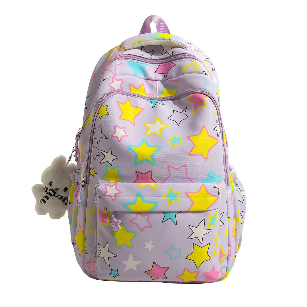 Schoolbag Five-pointed Star Schoolbag for Female Junior High School Students To Reduce the Burden Ins Niche Students Backpack Large Capacity Wide