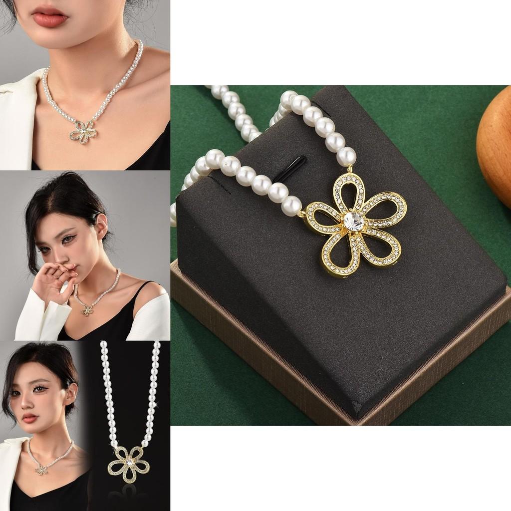 Contemporary Floral Pearl Necklace For Women Featuring Elegant Design Perfect For Casual And Office Wear