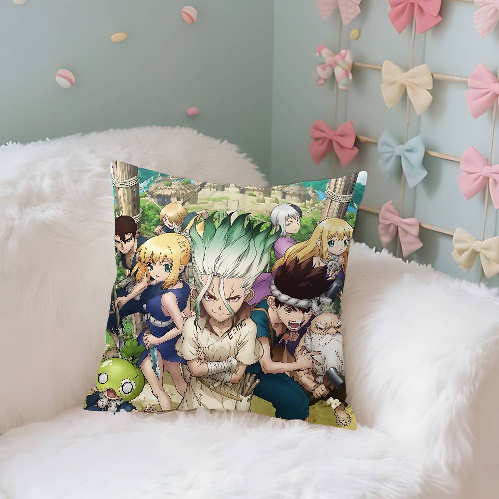 Anime D-Dr. Stone Pillow Case Cushion Cover Soft Cute Throw Pillow Case For Car Sofa Pillowcase Polyester With Zipper