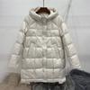 Autumn and winter new medium and long white duck down jacket women's fashion foreign style thickened pressed rubber hooded jacket tide