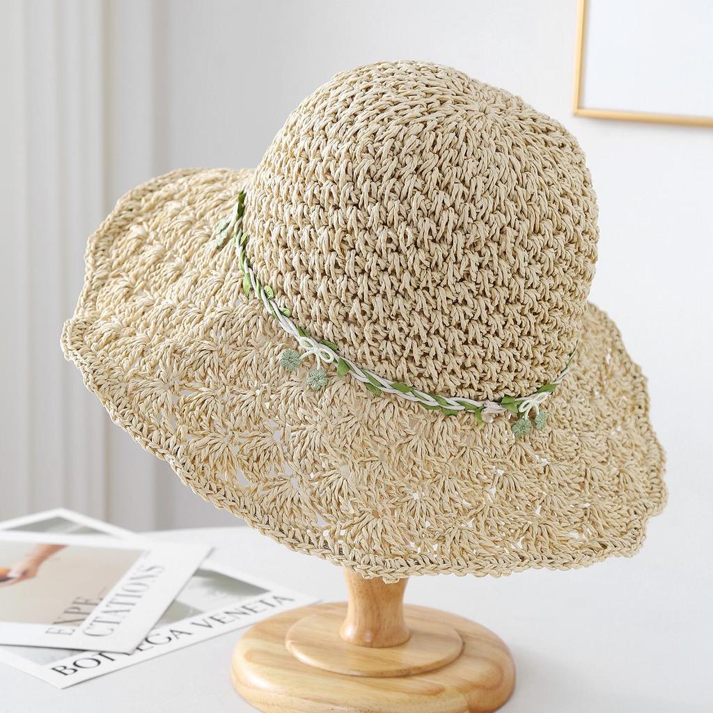 Women's Large Brim Foldable Breathable Straw Sun Hat for Summer Travel & Vacation