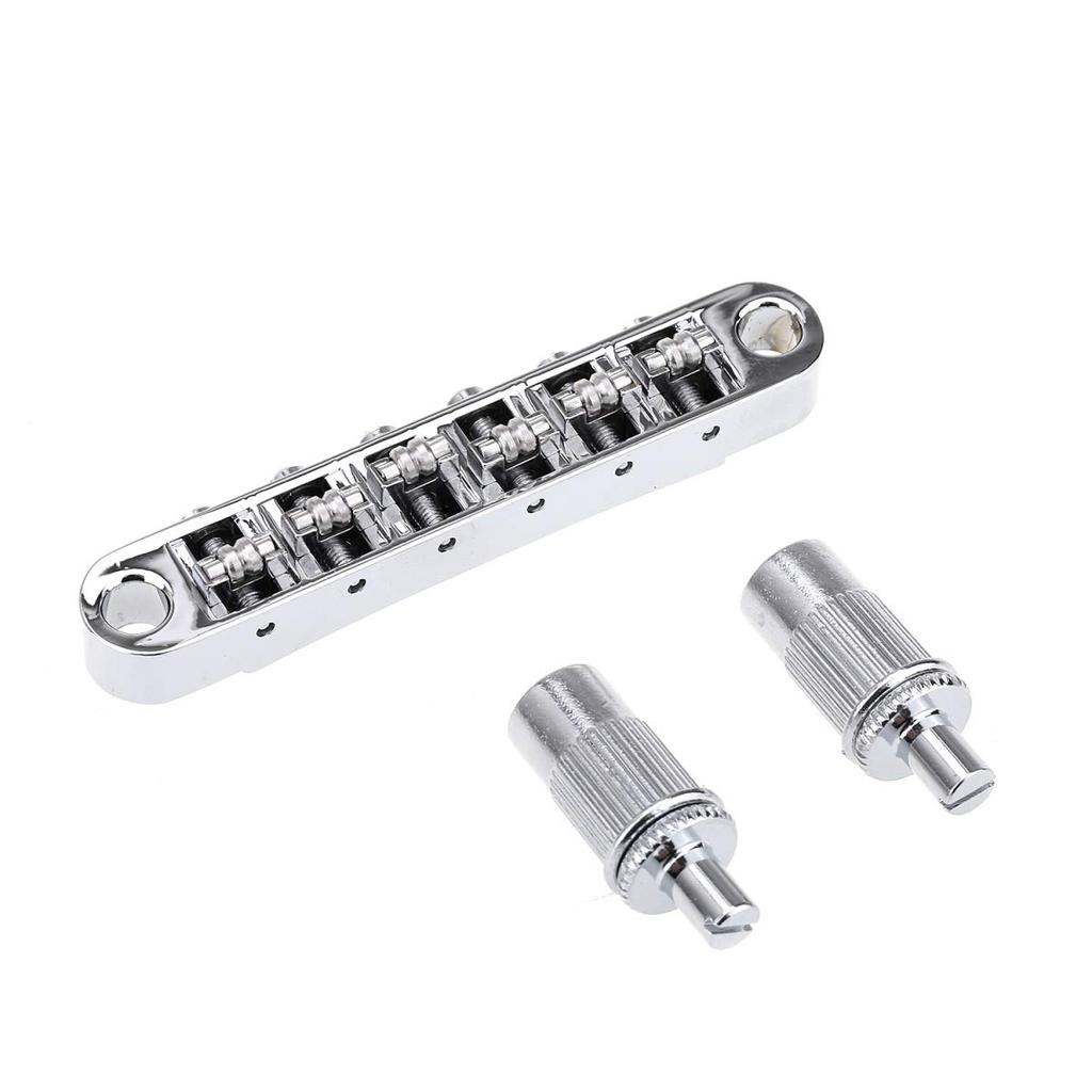 Musiclily Pro 10.4mm Pitch Roller Saddle Tune-O-Matic Bridge for LP Epiphone Les Paul SG Electric Guitars, Chrome