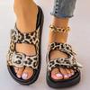Fashion Women's Sandals High Quality Leopard Metal Buckle Design Slippers Sexy Comfort Non Slip Slide Sandals Summer Platform Flip Flops